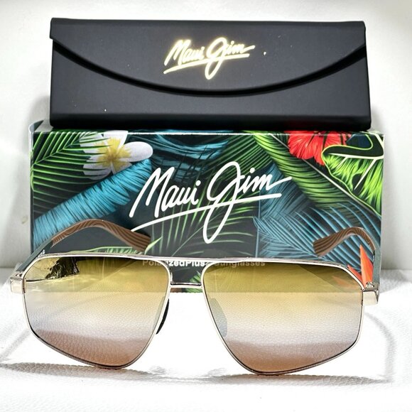 MAUI JIM Keawawa POLARIZED Sunglasses DGS620-16 Gold/Green Multicolor Mirror NEW - Picture 14 of 14